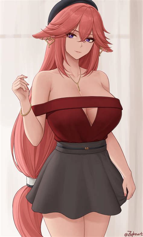 Yae Miko is getting ready for her date. (By @Zaphn_Art) : r/YaeMiko