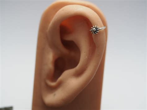 helix hoop earringsterling silver piercing  tiny bali etsy
