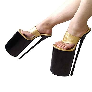 Women's Heels 30CM Heel Height Sexy Round Toe Stiletto Heel Platform PU ...