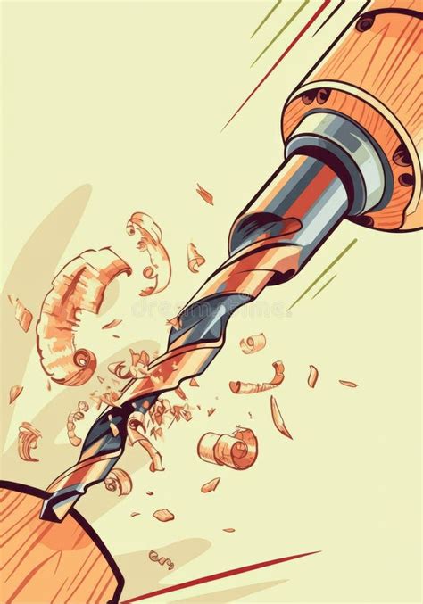 Drill Bit Cutting through Wood, Showcasing Precision and Craftsmanship ...