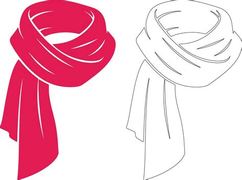 red scarf  outline scarf symbol accessory  vector art