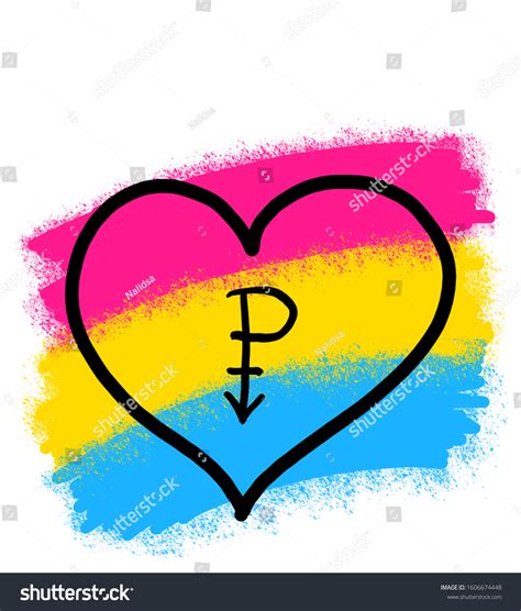 Pansexual Omnisexual Symbol Heart Shape Branch Stock Illustration