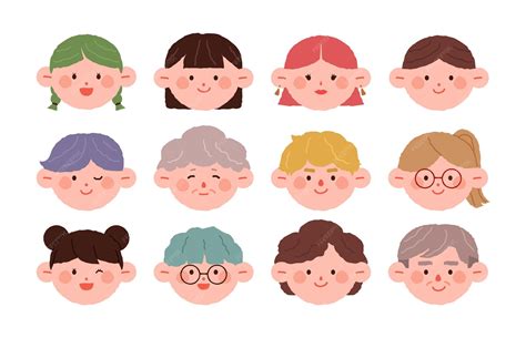 premium vector hand drawn  cute character faces icons