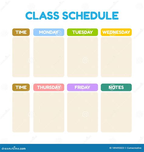 Weekly Class Schedule Template. Organizer Planner and Schedule with ...