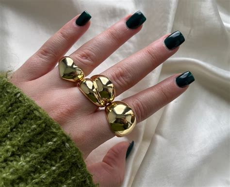 chunky gold rings gold plated chunky rings adjustable chunky etsy