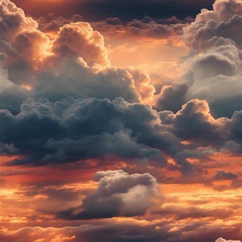 Premium Photo | A sky full of clouds with a sunset in the background