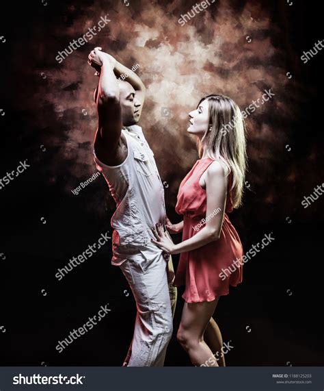 Young Sexy Couple Dances Caribbean Salsa Stock Photo 1188125203