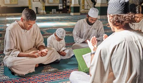 muslim child  men prayer  worship allah  holy temple  mosque