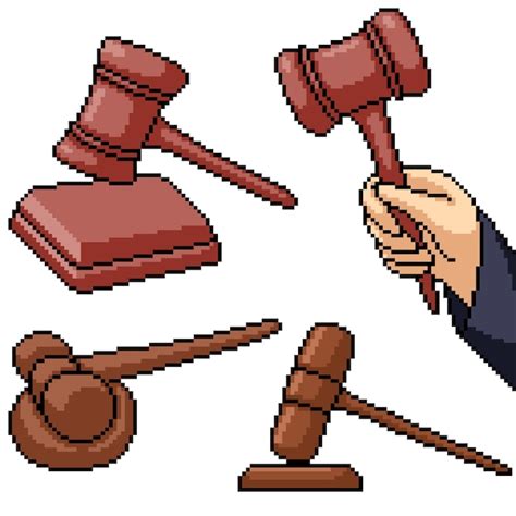 Pixel art set geïsoleerde rechter hamer | Premium Vector