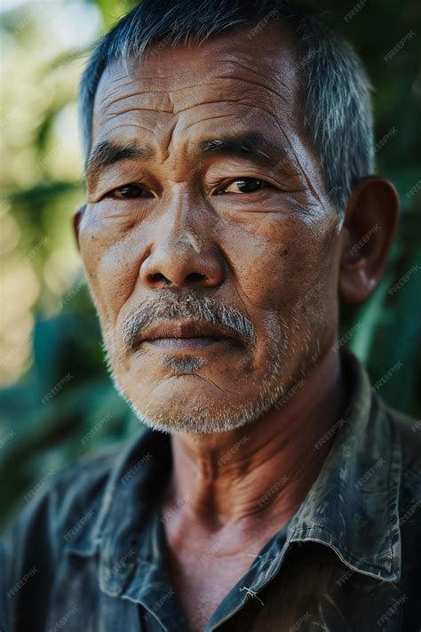 Premium Photo | Portrait of an old asian man in the garden Thailand