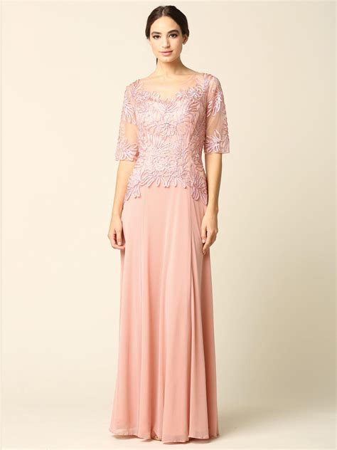 Long Mother of the Bride Formal Embroidered Dress | The Dress Outlet