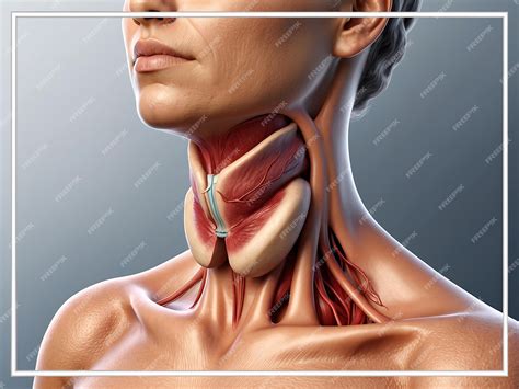 Swollen Thyroid Gland in Neck Medical Illustration | Premium AI