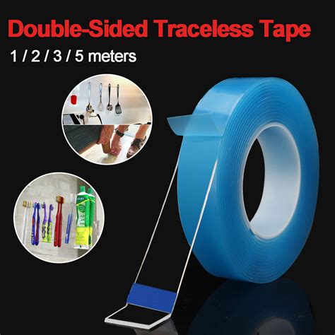 1/2/3/5M Reusable Double Sided Tape Heavy Duty Adhesive Transparent ...