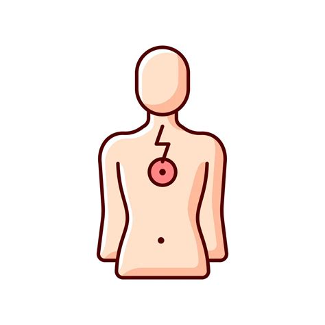 Chest pain RGB color icon. Affecting lungs and heart. Poor posture
