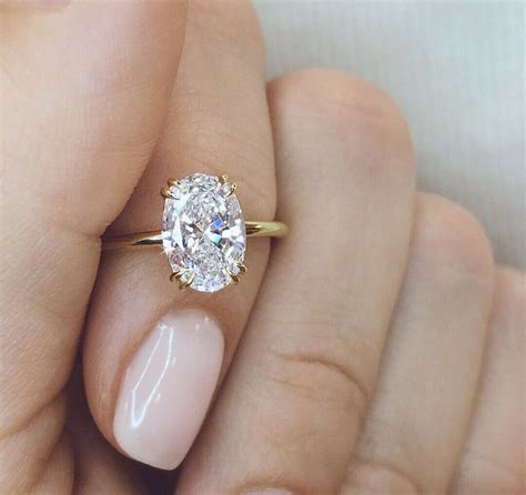 14K Yellow Gold Moissanite Engagement Ring Oval Cut Solitaire - Etsy
