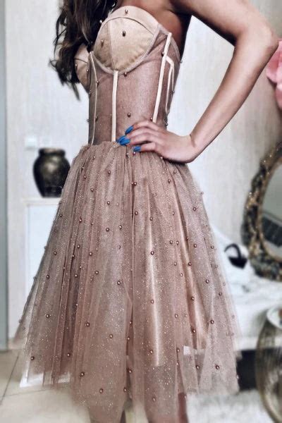 Sleeveless Tulle A-line Dusty Rose Short Prom Dresses Homecoming Dress ...