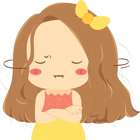 Cute Girl Shaking Head Cartoon Illustration 11996152 Vector Art at Vecteezy