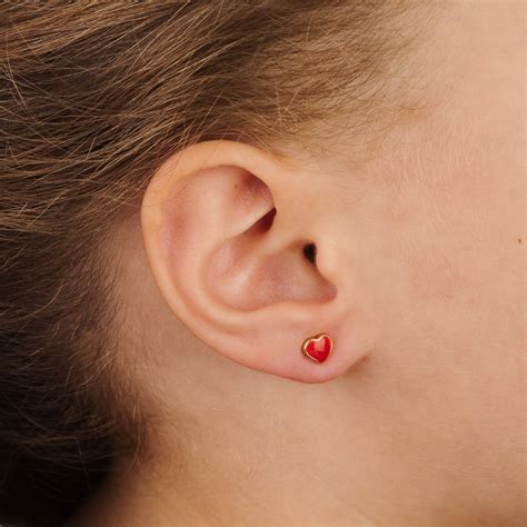 Обеци Red heart, Злато 14K, Деца - eMAG.bg