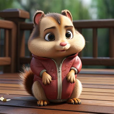 Premium AI Image | Chubby brown chipmunk cute Cartoon illustration 3d