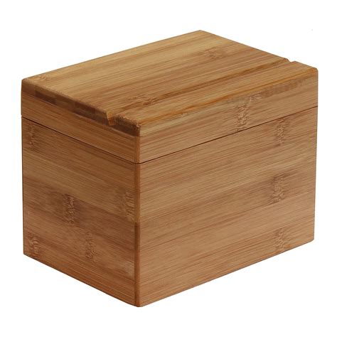 Recipe Storage Box Set Bamboo Recipe Box Wooden Re... – Grandado