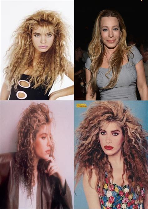 four different pictures of women with long hair