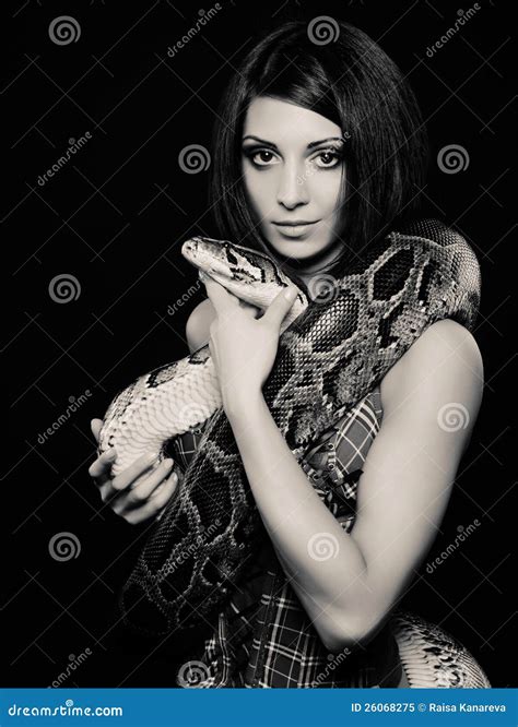 Woman with a snake stock image. Image of glamour, female - 26068275