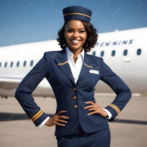 Premium Photo | Attractive black woman and smiling flight hostess