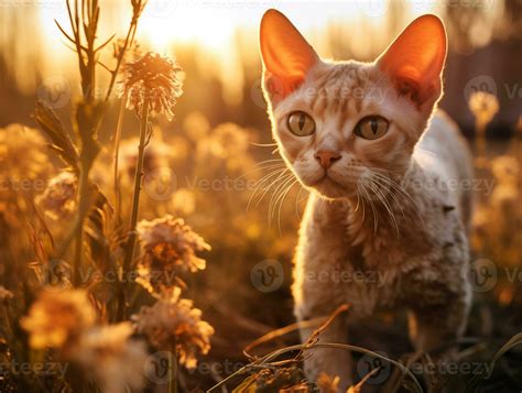 AI generated Devon Rex short hair cat breed known for its tall ears and