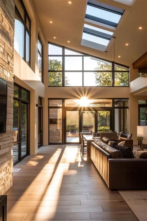 incorporating skylights  large windows   house design large