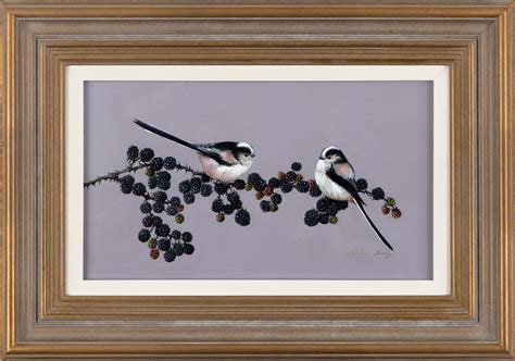 Longtail Tits on Blackberries | Original painting by Natalie Stutely