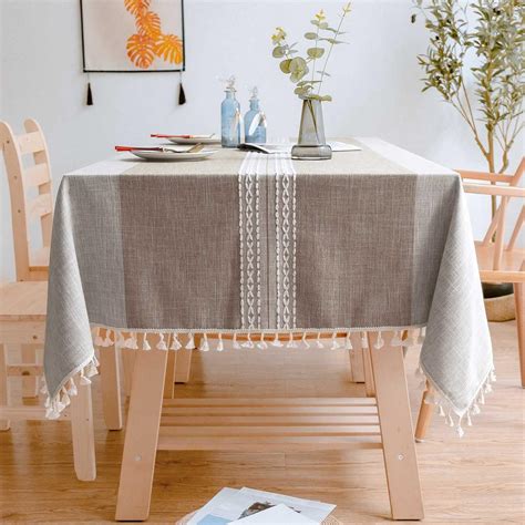 Amazon.com: BESBESME Table Cloth Rustic Linen Boho Style,Kitchen Dining ...