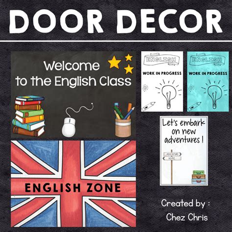 posters pour la porte de la salle danglais chez chris resources