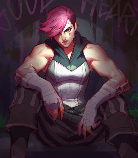 vi and arcane vi (league of legends and 1 more) drawn by jeremy_anninos