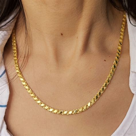 flat gold necklace etsy
