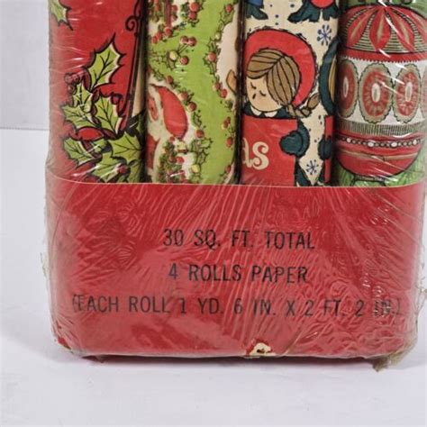 Vintage Christmas Wrapping Paper 4 Roll Pack 30 Sq Ft Total | #4659952673