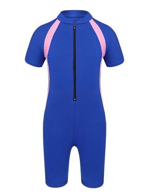 YiZYiF Kids Girls One-piece Short Sleeves Swimming Jumpsuit Zippered