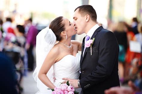romantic kiss happy bride  groom stock image image  kiss