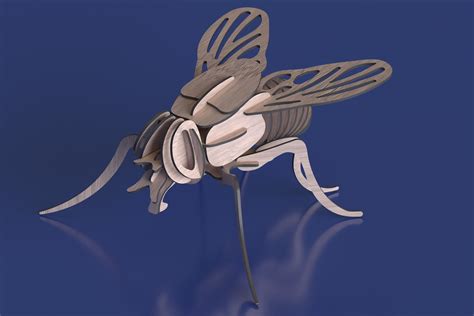4 Digital Laser Cut Files of 3D Insect Puzzles, Bee Wasp Fly Mantis