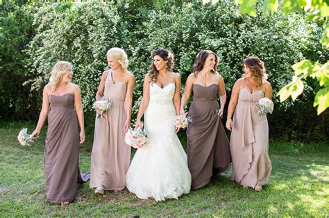 Formal Bridesmaid Dresses in Brown and Nude