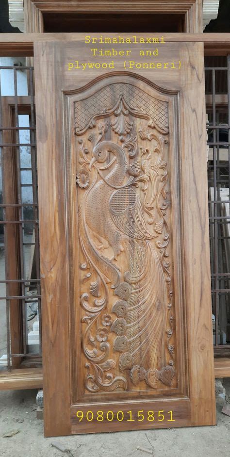 teak wood main door peacock design