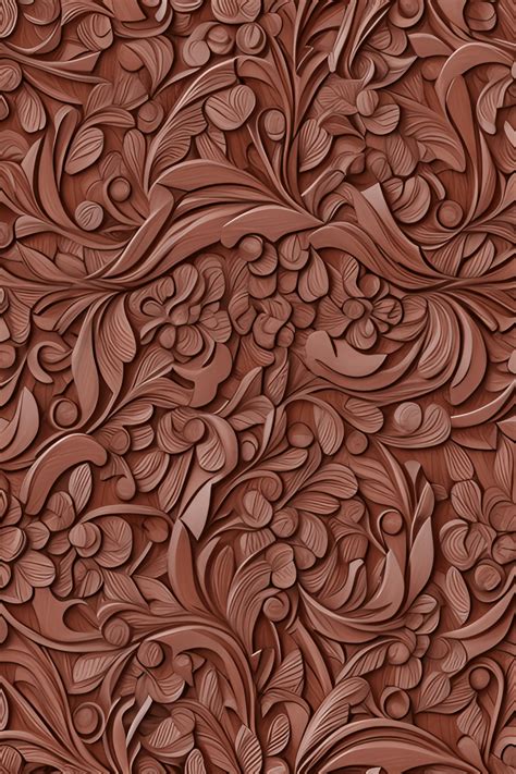 3D Exquisite Detail Intricate Cherry Wood Red Wood Carving Seamless ...