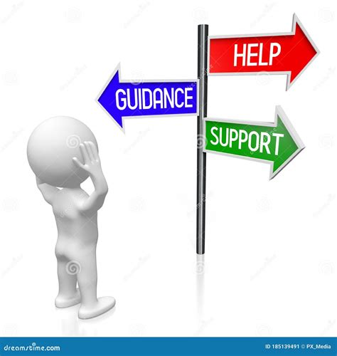 Help, Support, Guidance Concept - Signpost with Three Arrows, Cartoon ...