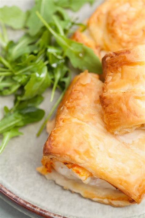 Baked cod in puff pastry. stock photo. Image of flaky - 358718734