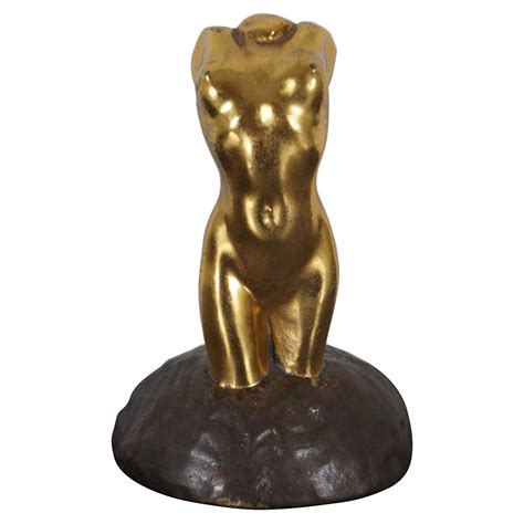 Antique McClelland Barclay Neoclassical Gilded Bronze Nude Figural Bust