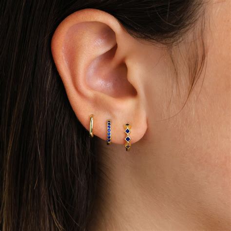 Sapphire Birthstone Bezel Huggie Hoop Earring Set eyrful – Eyrful Artistry