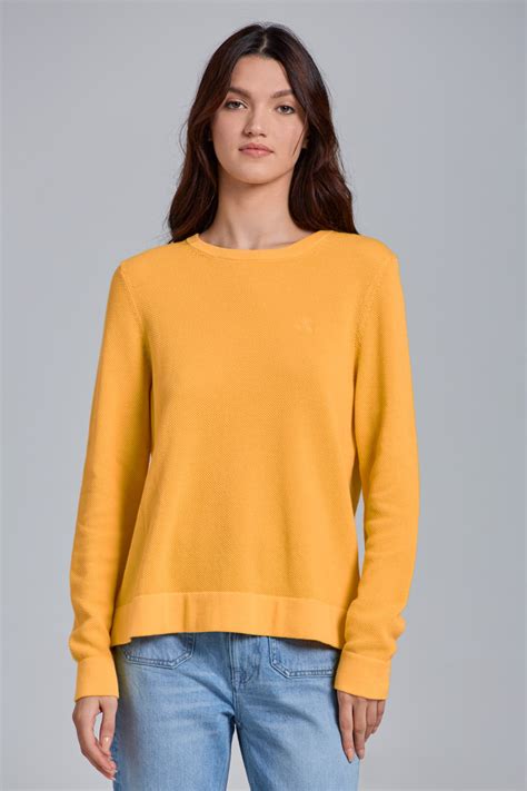 SVETER GANT COTTON PIQUE C-NECK SUNLIGHT YELLOW | GANT SK