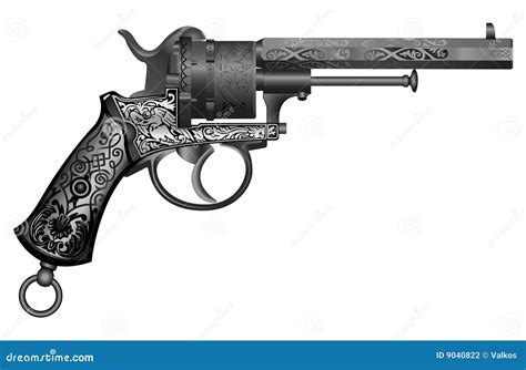 Old gun with ornament stock vector. Illustration of weapon - 9040822