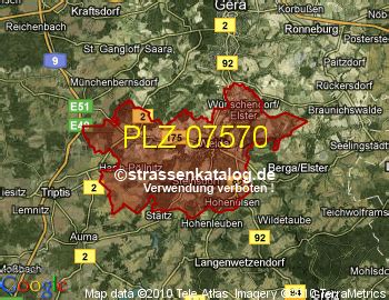 Postleitzahlgebiet 07570 - PLZ
