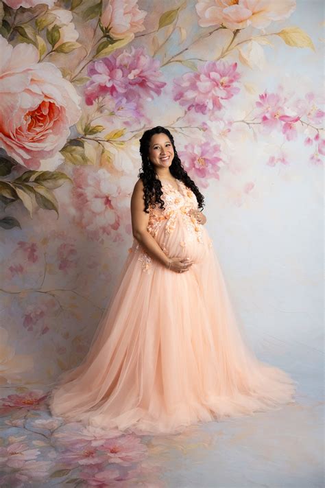 peach blossom gown elegant corset  dress  maternity