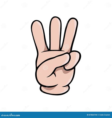 Human Cartoon Hand Showing Three Fingers Stock Vector - Illustration of ...